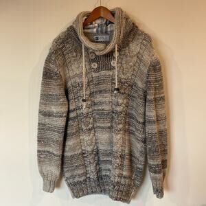 Leif Nelson Beige Tweed Knit Pullover Heavyweight Sweater Mens SZ XLFisherman